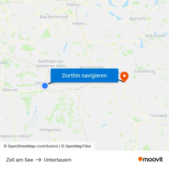 Zell am See to Untertauern map