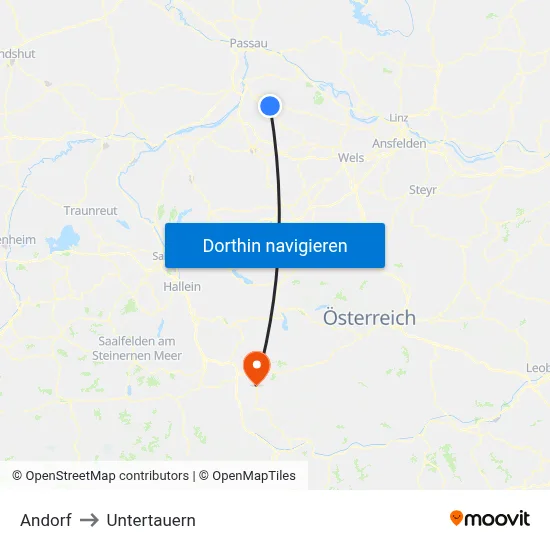 Andorf to Untertauern map