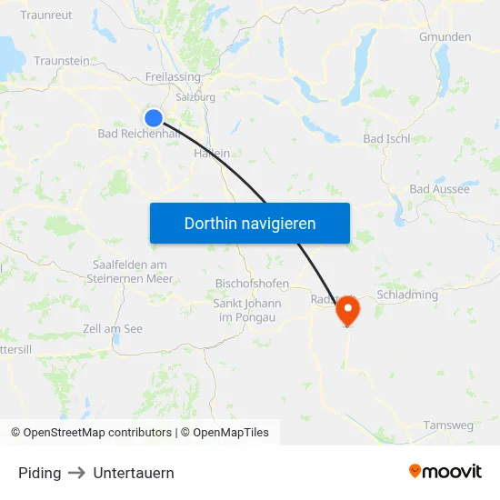 Piding to Untertauern map