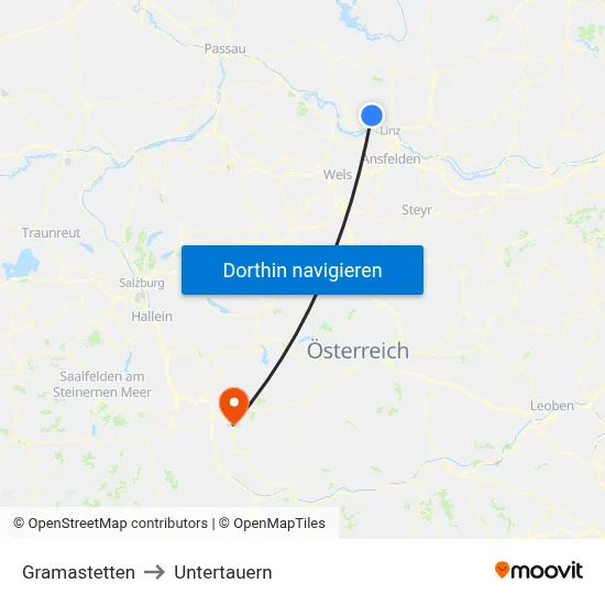 Gramastetten to Untertauern map