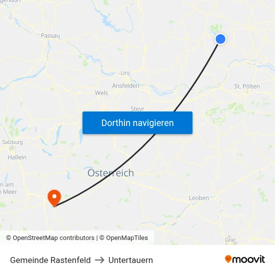 Gemeinde Rastenfeld to Untertauern map