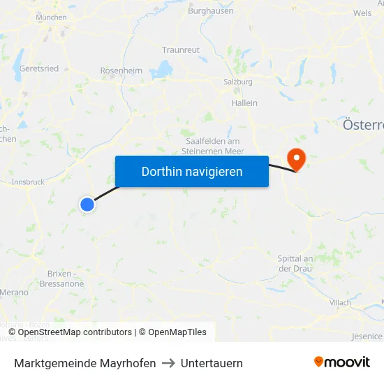 Marktgemeinde Mayrhofen to Untertauern map