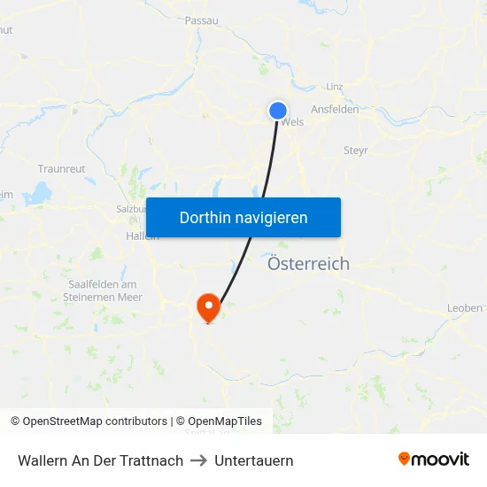 Wallern An Der Trattnach to Untertauern map