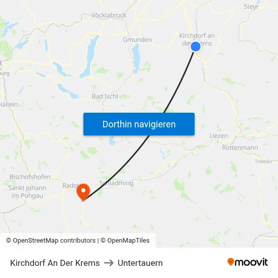 Kirchdorf An Der Krems to Untertauern map