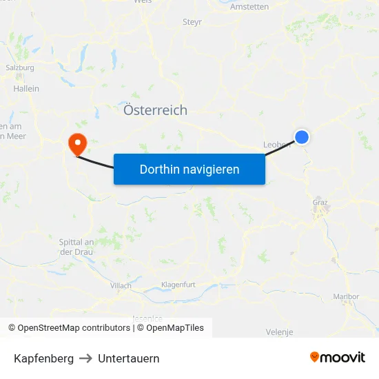Kapfenberg to Untertauern map