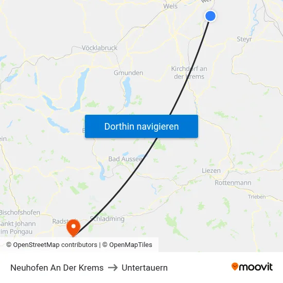 Neuhofen An Der Krems to Untertauern map