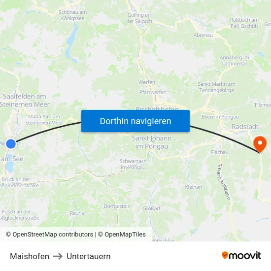 Maishofen to Untertauern map