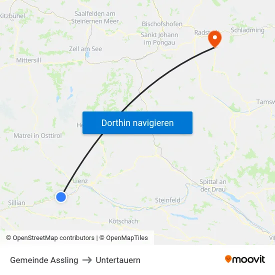 Gemeinde Assling to Untertauern map