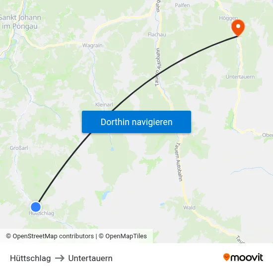 Hüttschlag to Untertauern map