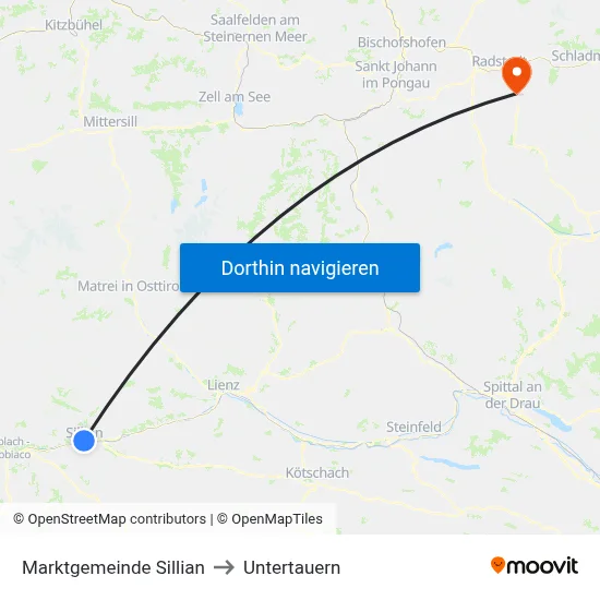 Marktgemeinde Sillian to Untertauern map