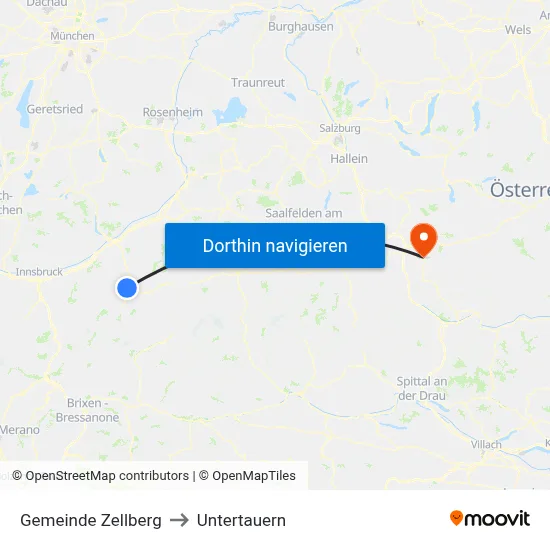 Gemeinde Zellberg to Untertauern map
