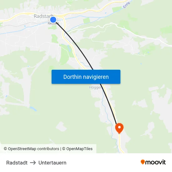 Radstadt to Untertauern map