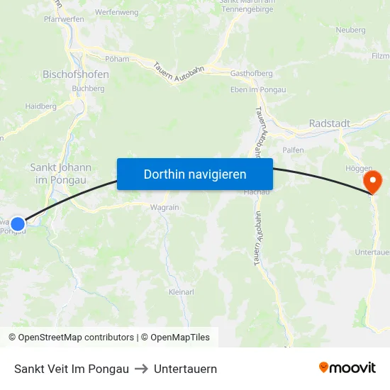 Sankt Veit Im Pongau to Untertauern map