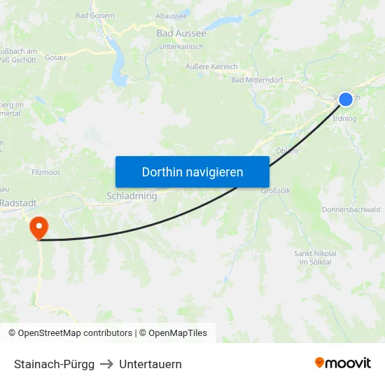 Stainach-Pürgg to Untertauern map