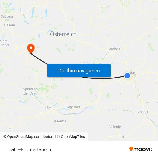 Thal to Untertauern map