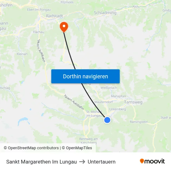 Sankt Margarethen Im Lungau to Untertauern map