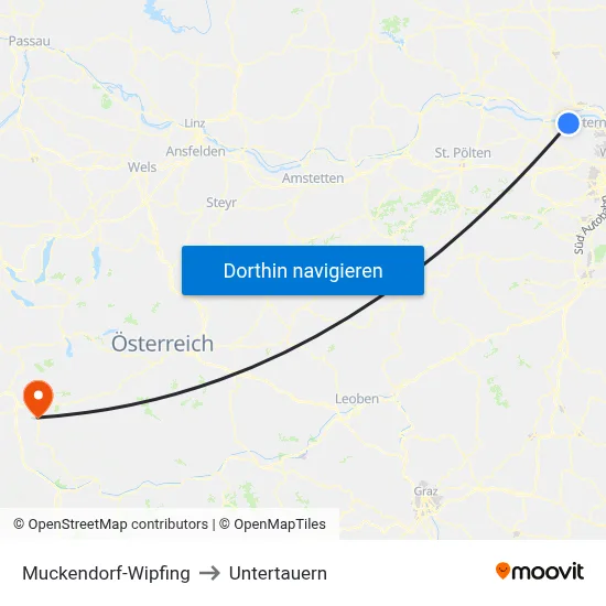 Muckendorf-Wipfing to Untertauern map