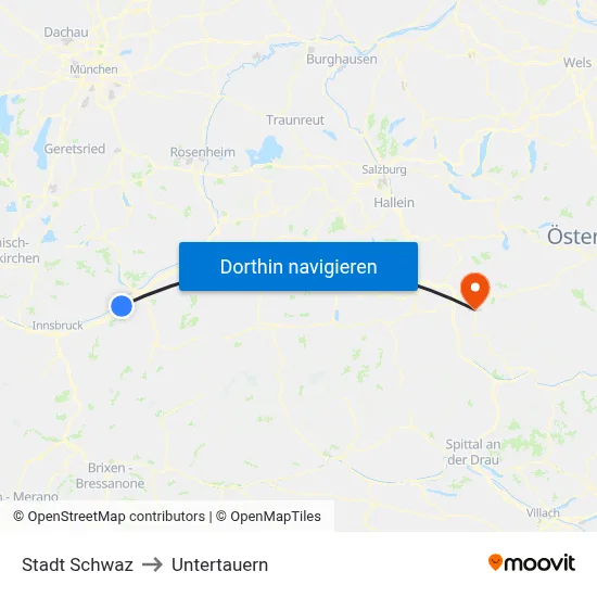 Stadt Schwaz to Untertauern map