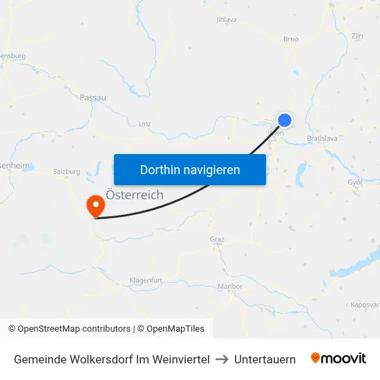 Gemeinde Wolkersdorf Im Weinviertel to Untertauern map