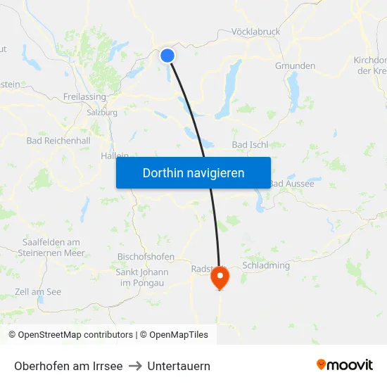 Oberhofen am Irrsee to Untertauern map