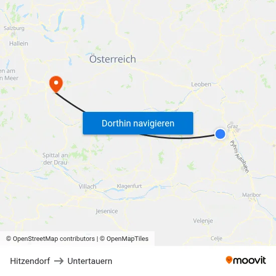 Hitzendorf to Untertauern map