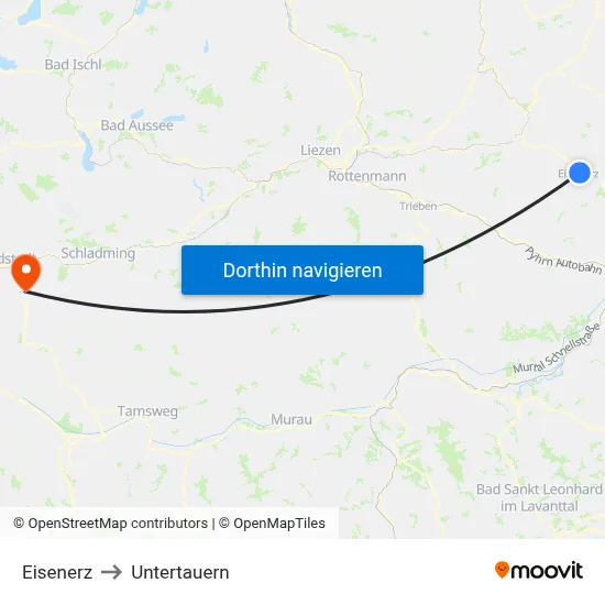 Eisenerz to Untertauern map