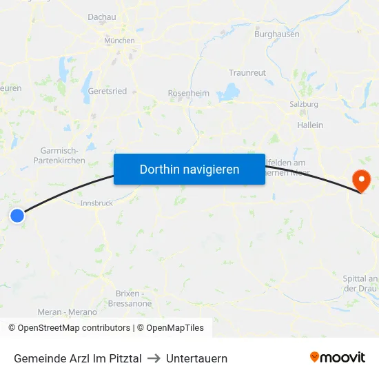 Gemeinde Arzl Im Pitztal to Untertauern map