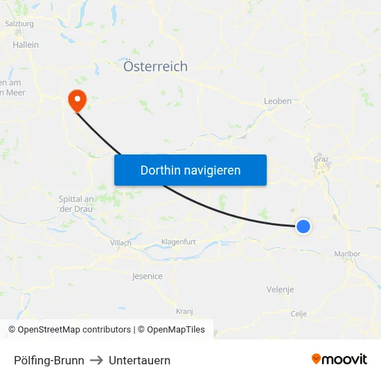 Pölfing-Brunn to Untertauern map