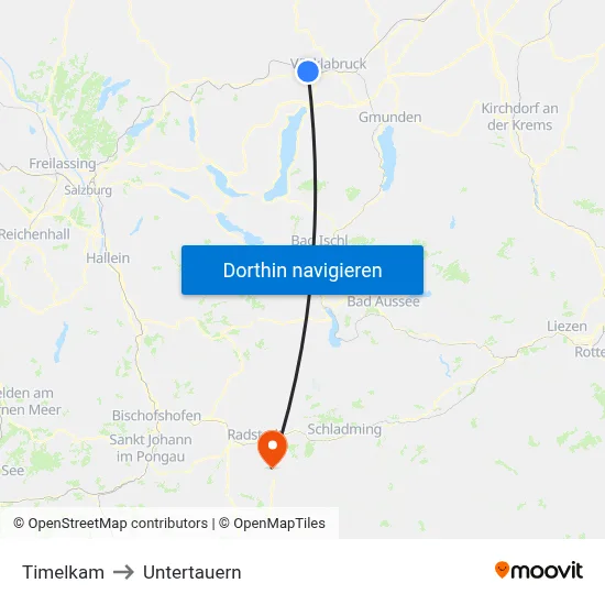 Timelkam to Untertauern map