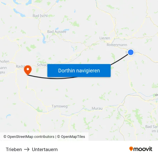 Trieben to Untertauern map