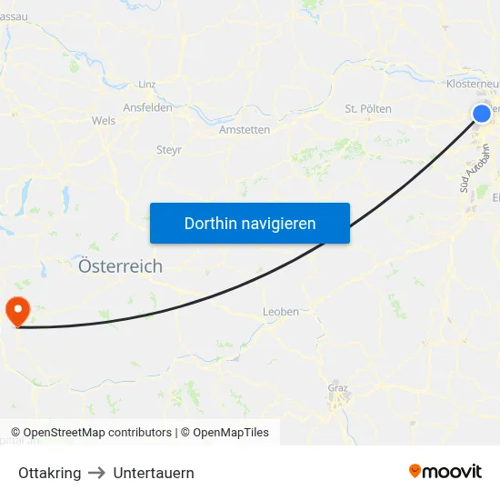 Ottakring to Untertauern map