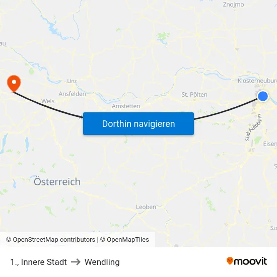 1., Innere Stadt to Wendling map