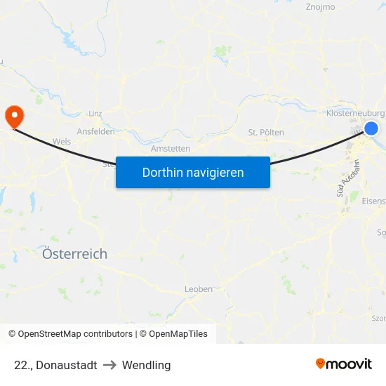 22., Donaustadt to Wendling map