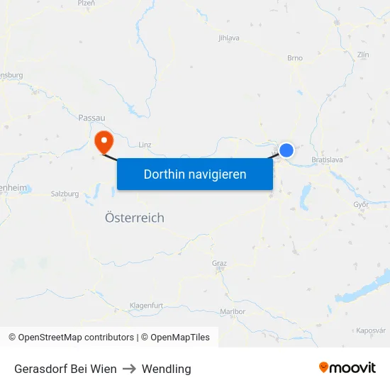 Gerasdorf Bei Wien to Wendling map