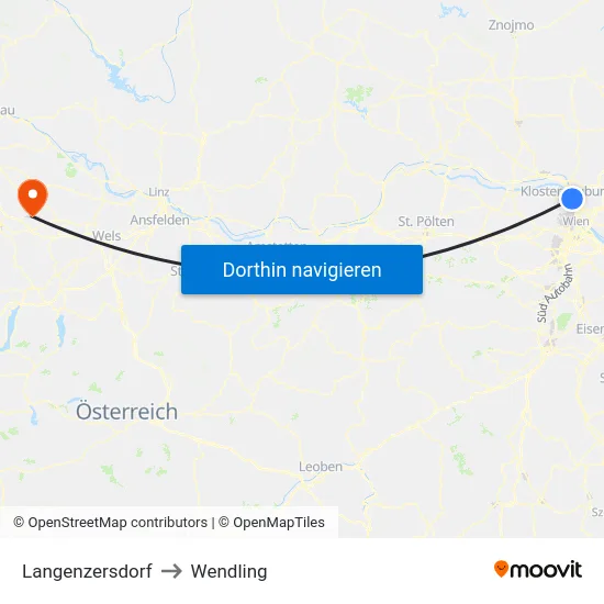 Langenzersdorf to Wendling map