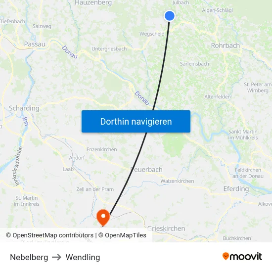Nebelberg to Wendling map