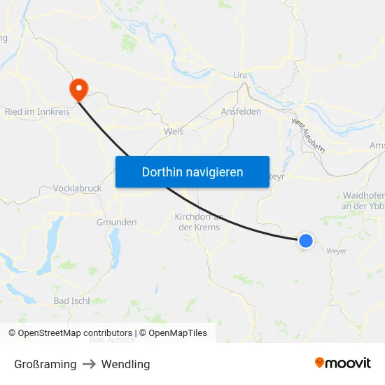 Großraming to Wendling map