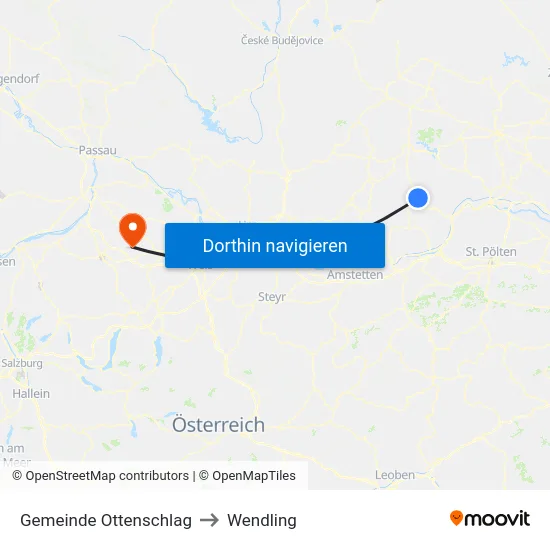 Gemeinde Ottenschlag to Wendling map