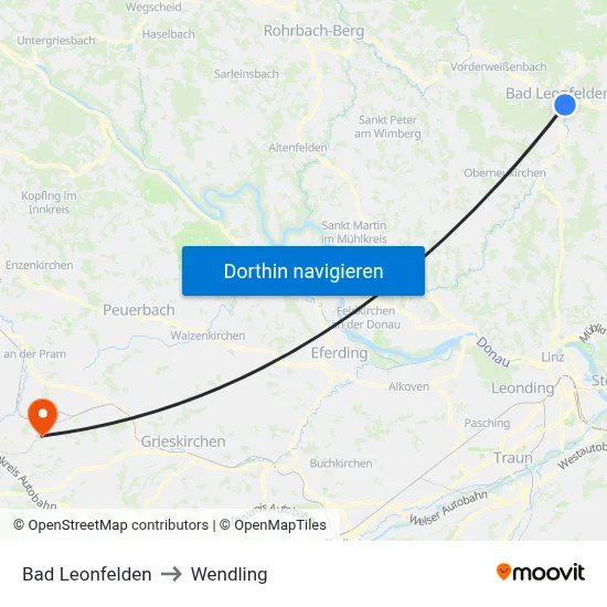 Bad Leonfelden to Wendling map