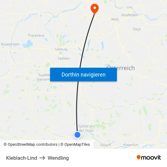 Kleblach-Lind to Wendling map