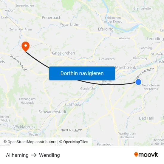 Allhaming to Wendling map