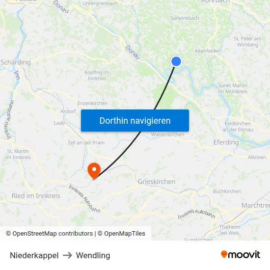 Niederkappel to Wendling map