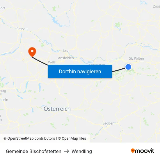Gemeinde Bischofstetten to Wendling map