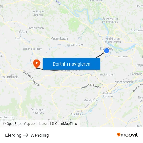 Eferding to Wendling map