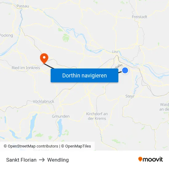 Sankt Florian to Wendling map