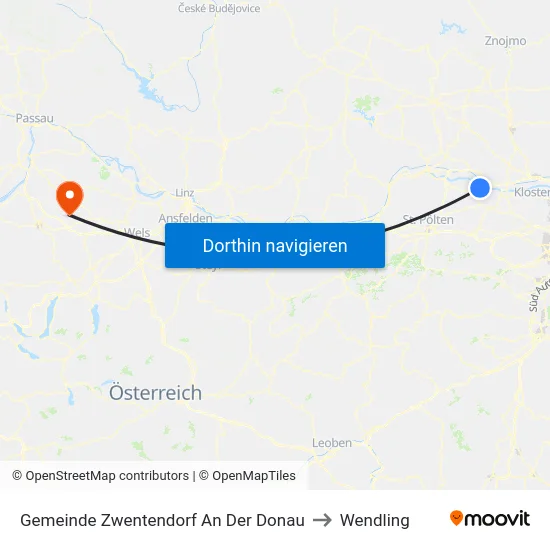 Gemeinde Zwentendorf An Der Donau to Wendling map