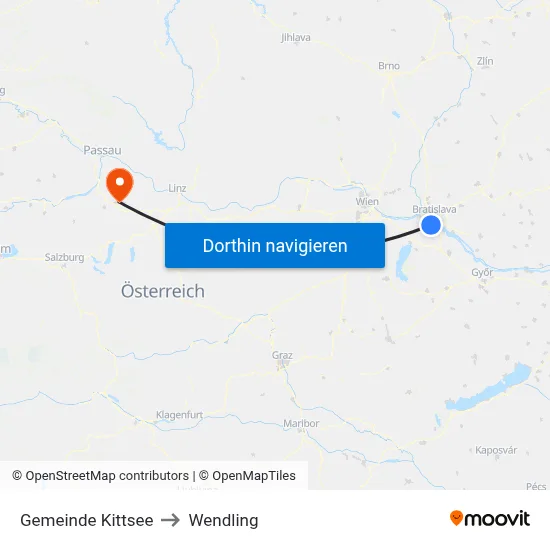Gemeinde Kittsee to Wendling map