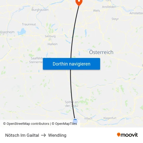 Nötsch Im Gailtal to Wendling map