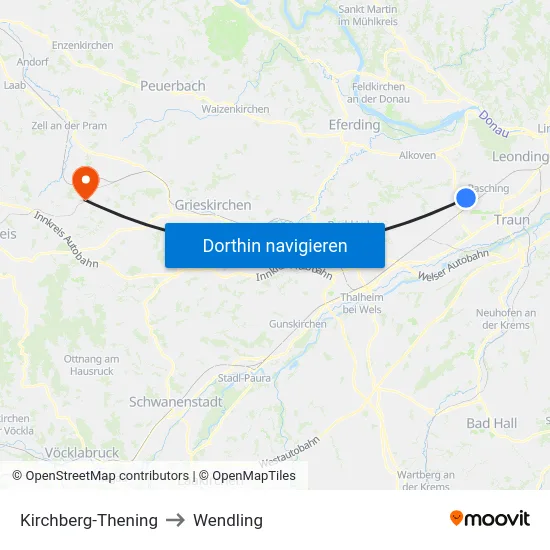 Kirchberg-Thening to Wendling map