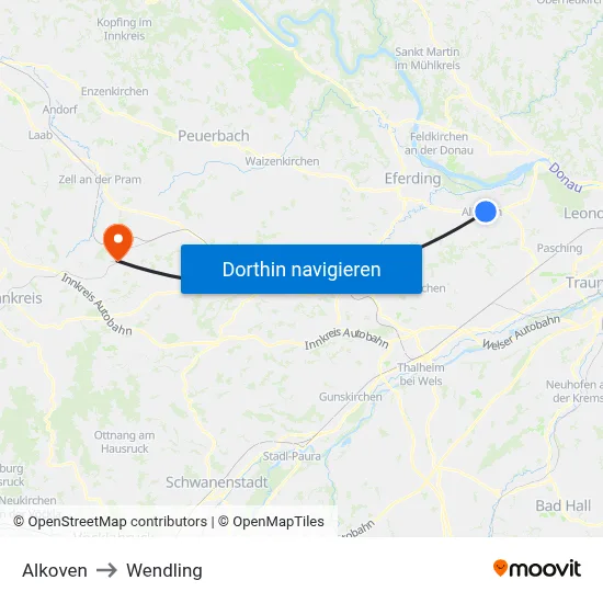 Alkoven to Wendling map